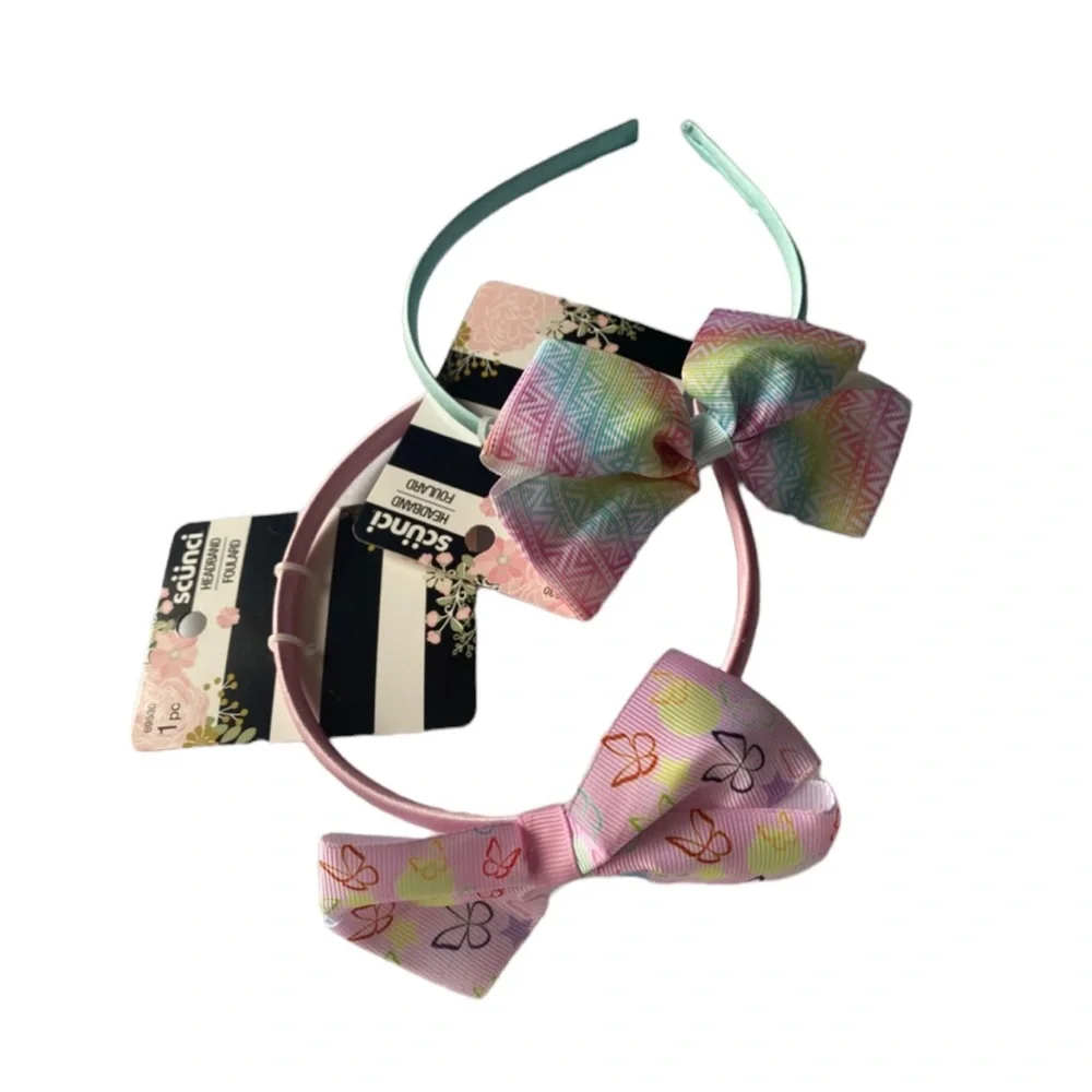 2 scünci Bow Blue & Pink Pastel Tone Girl’s‎ Headbands